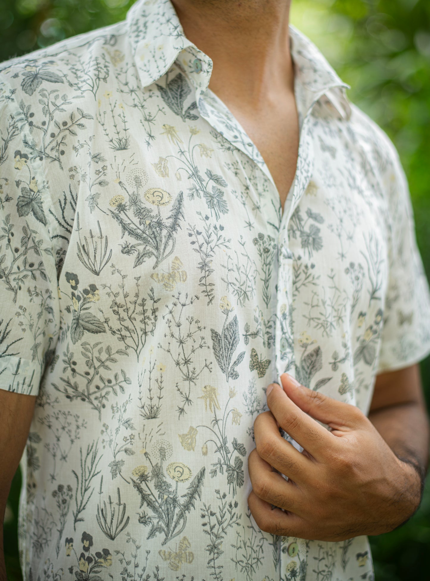 Hangout Shirt Half Sleeves : Woodland Natural Voile