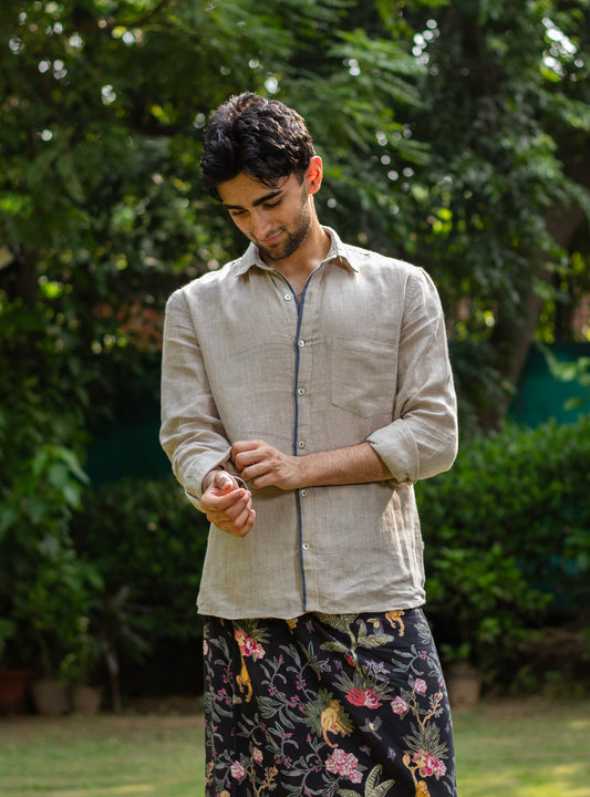 Hangout Shirt FS : Selvedge Beige Linen