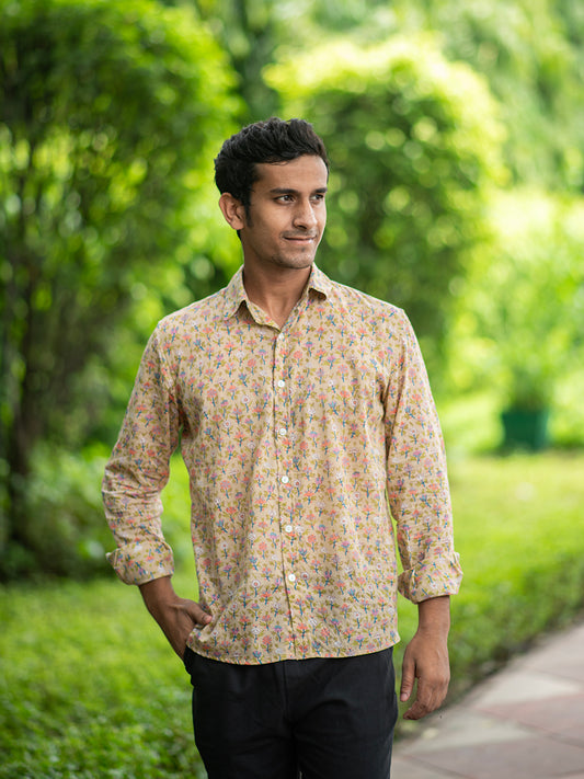 Hangout Mens Shirt Full Sleeves : Eden Beige