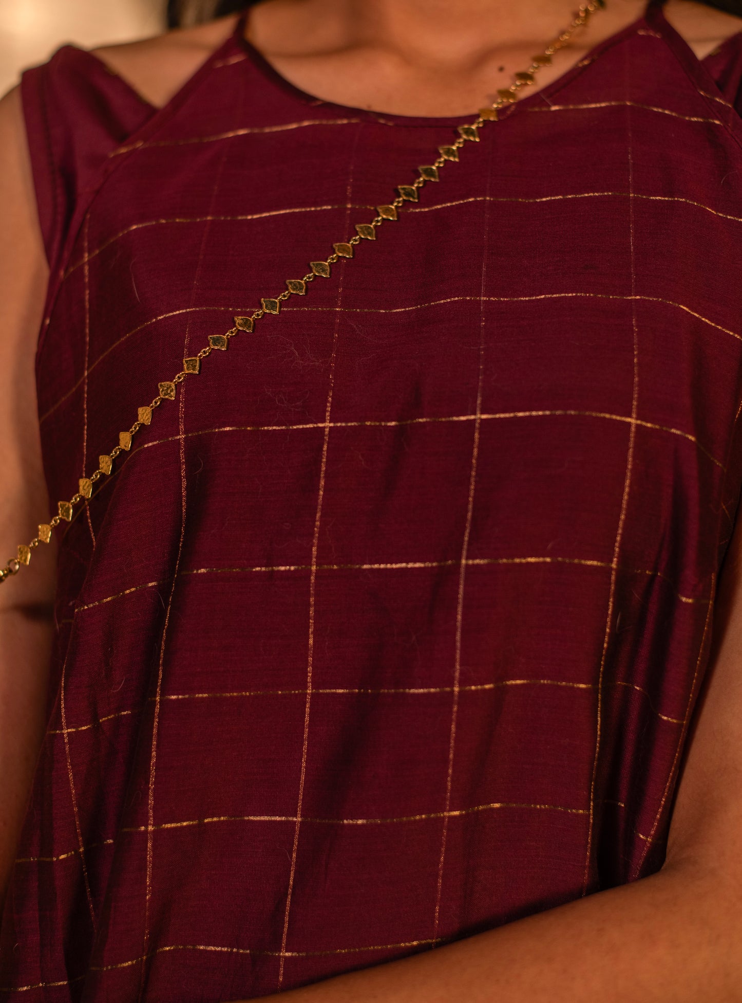 Over Dress : Burgundy Maheshwari
