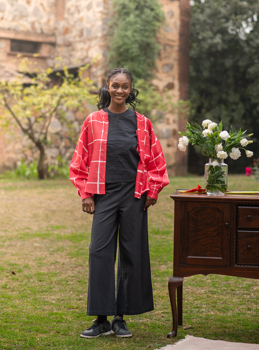 Hamlet Shirt : Tie Dye Square Red Chanderi