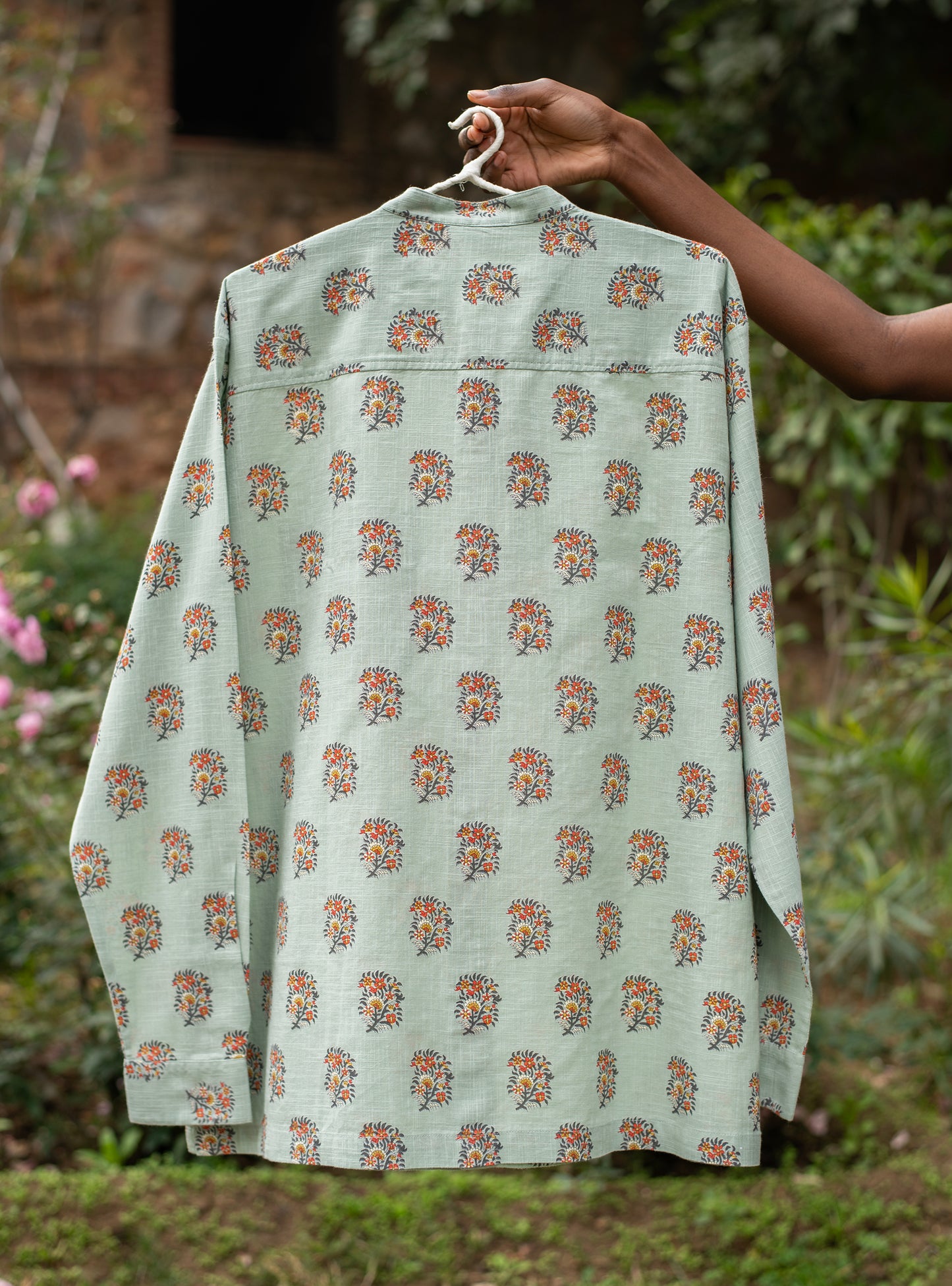 Nehru Shirt : Alyssa Blue Slub