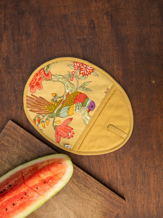 Printed Canvas Hot Pad : Bird Yellow