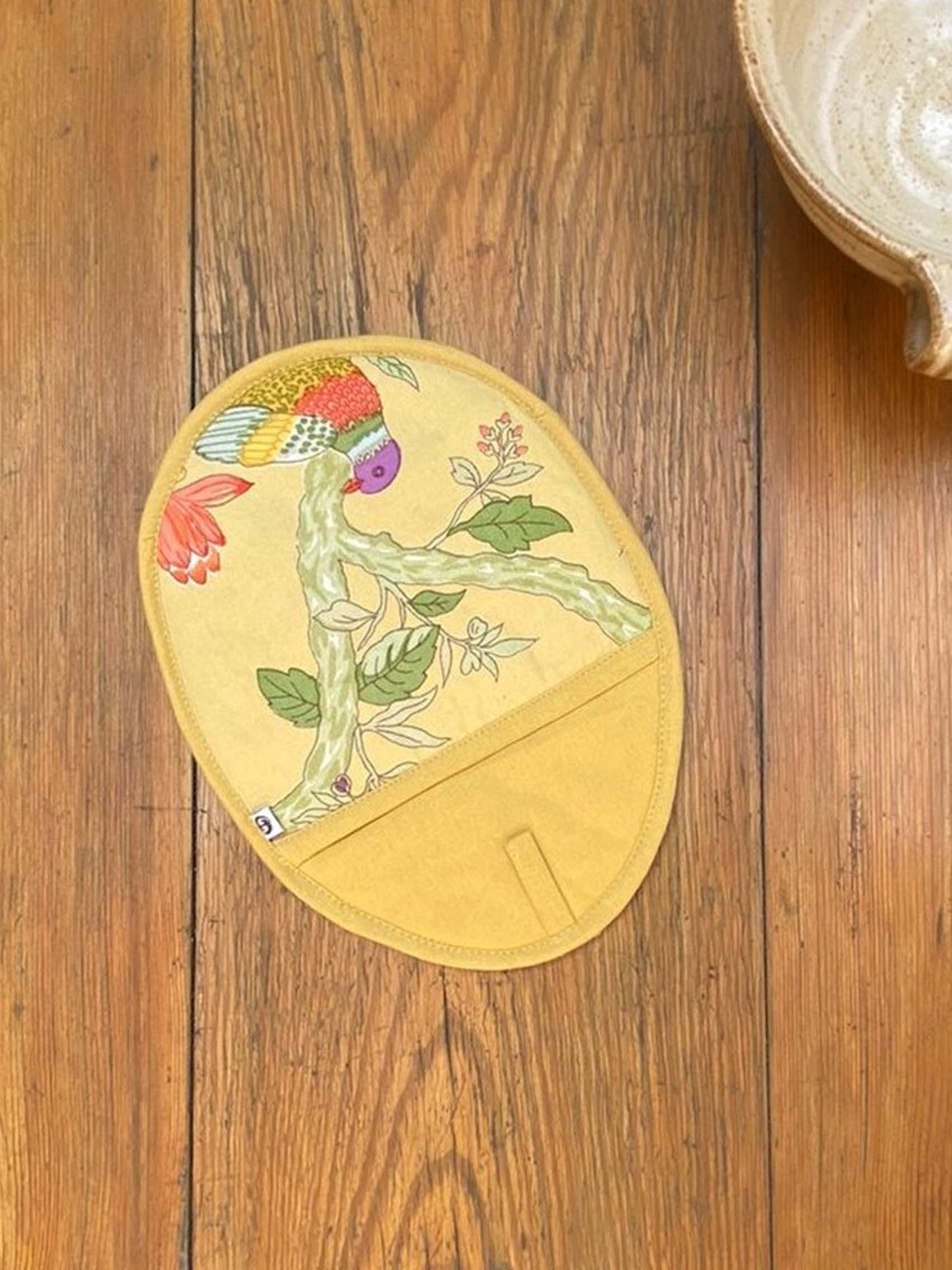 Printed Canvas Hot Pad : Bird Yellow