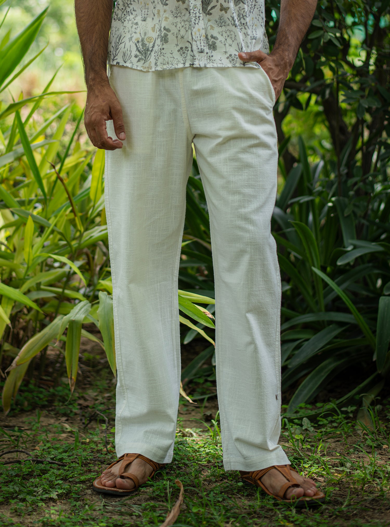 Men's House Pant : Slub White