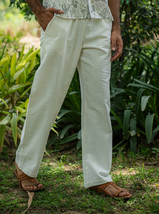 Men's House Pant : Slub White