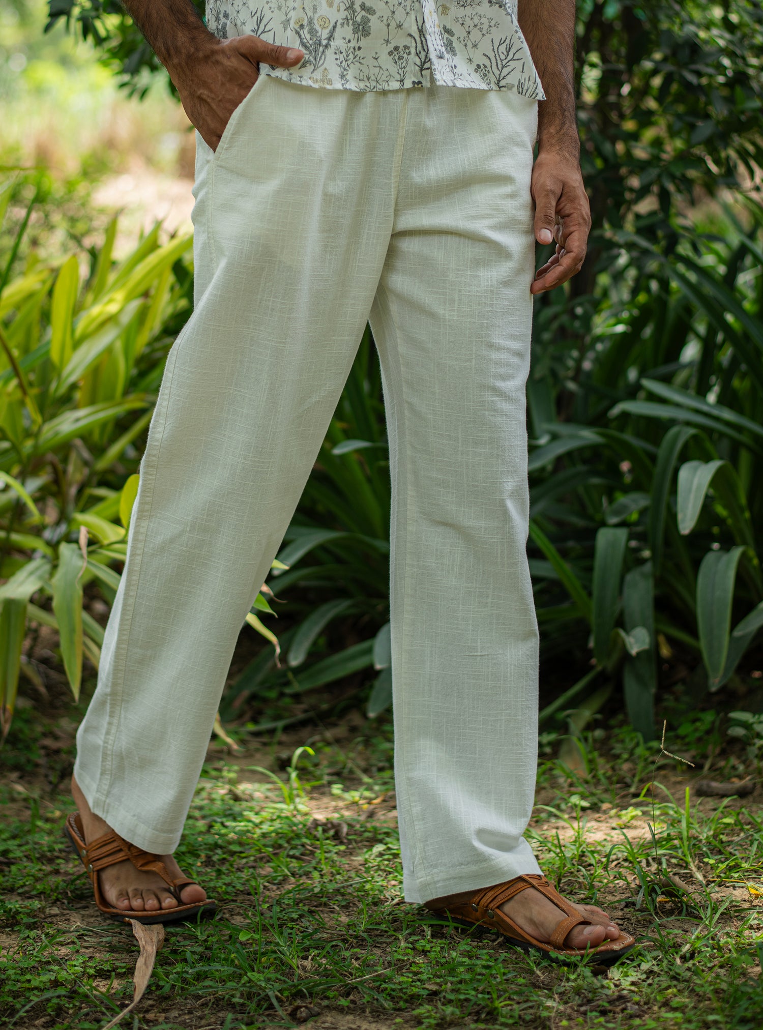 Men's House Pant : Slub White