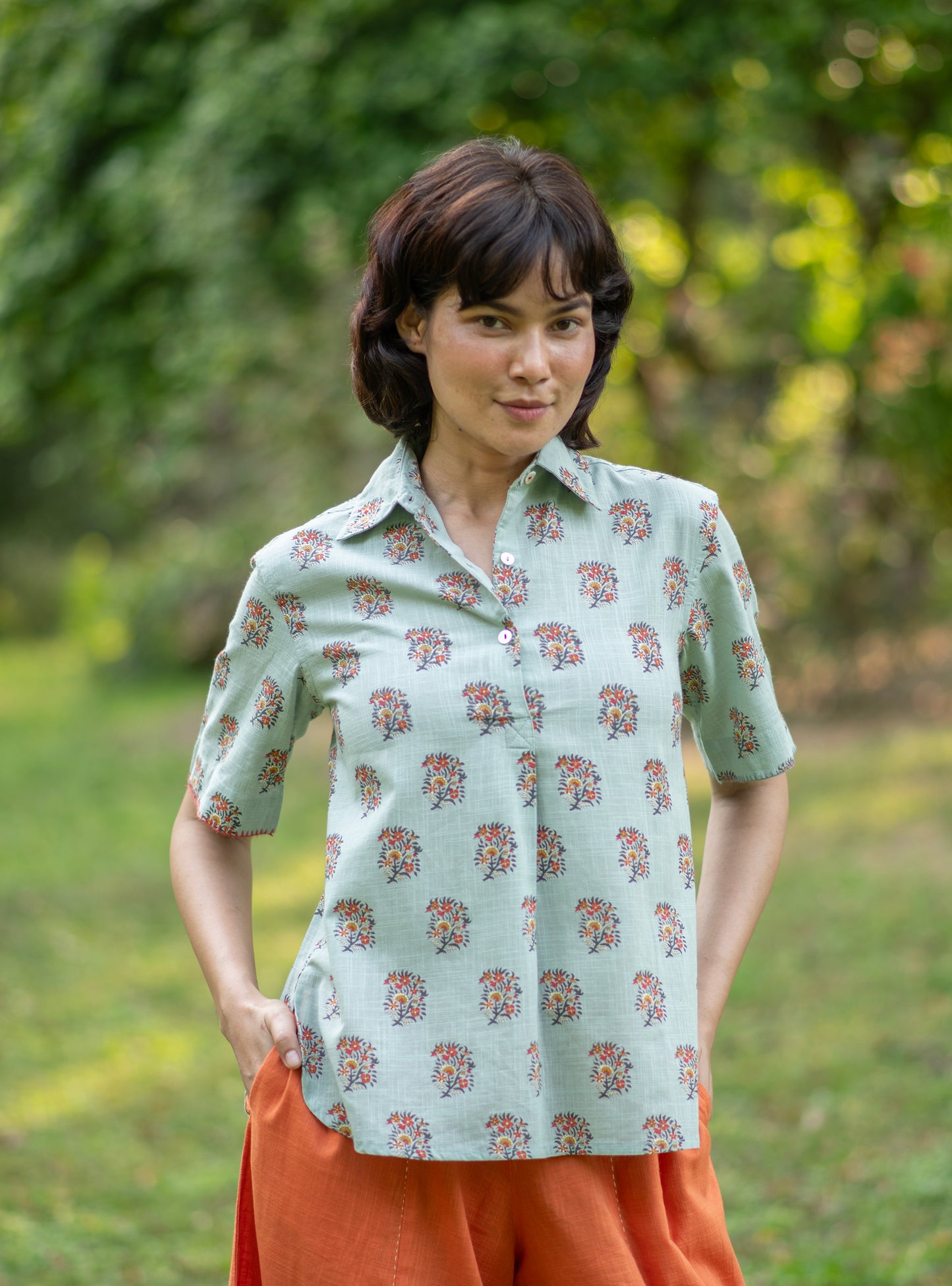 Hyuns Shirt : Alyssa Blue Slub