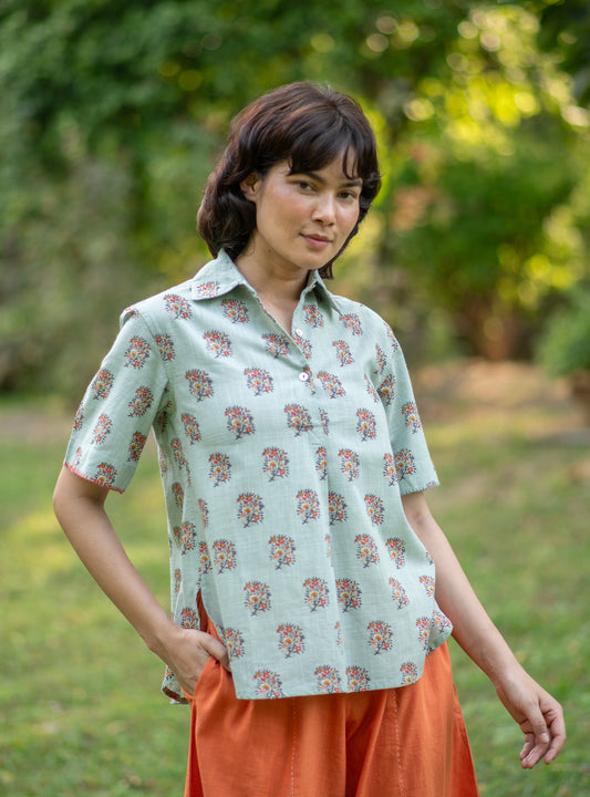 Hyuns Shirt : Alyssa Blue Slub