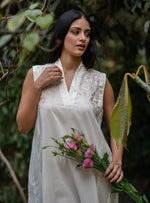 Kanan Dress : Emb Solid Cream Voile