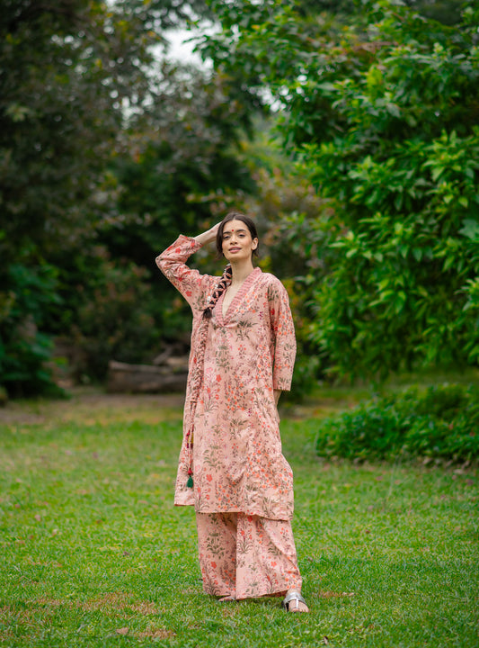 Kanan Kurta : Garden Blush Voile