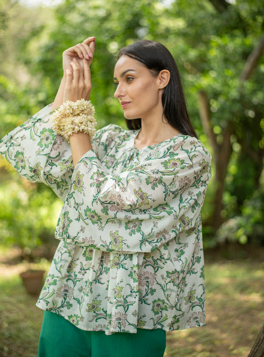 Katchi Top : Chrysanthemum Ivory Voile