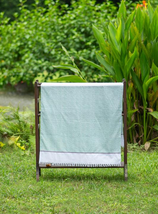 Kerala Bath Towel : Scales Green Handloom