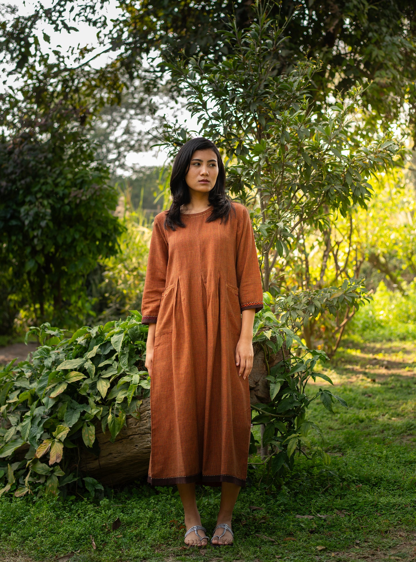 Khirki Dress : Blue Handloom Assorted