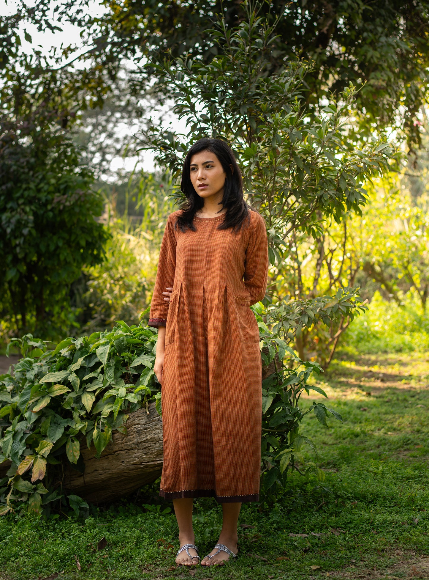 Khirki Dress : Blue Handloom Assorted