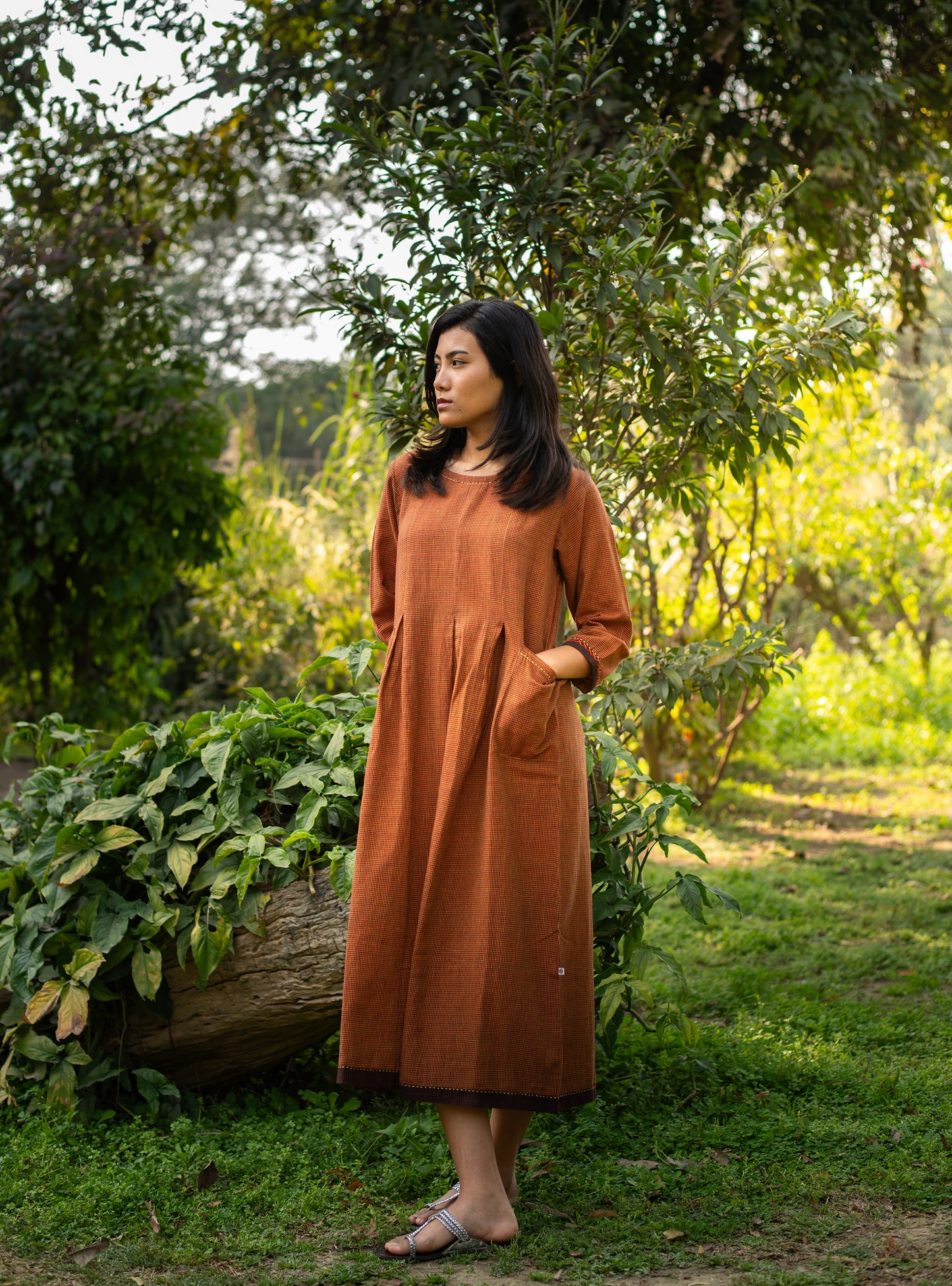Khirki Dress : Blue Handloom Assorted