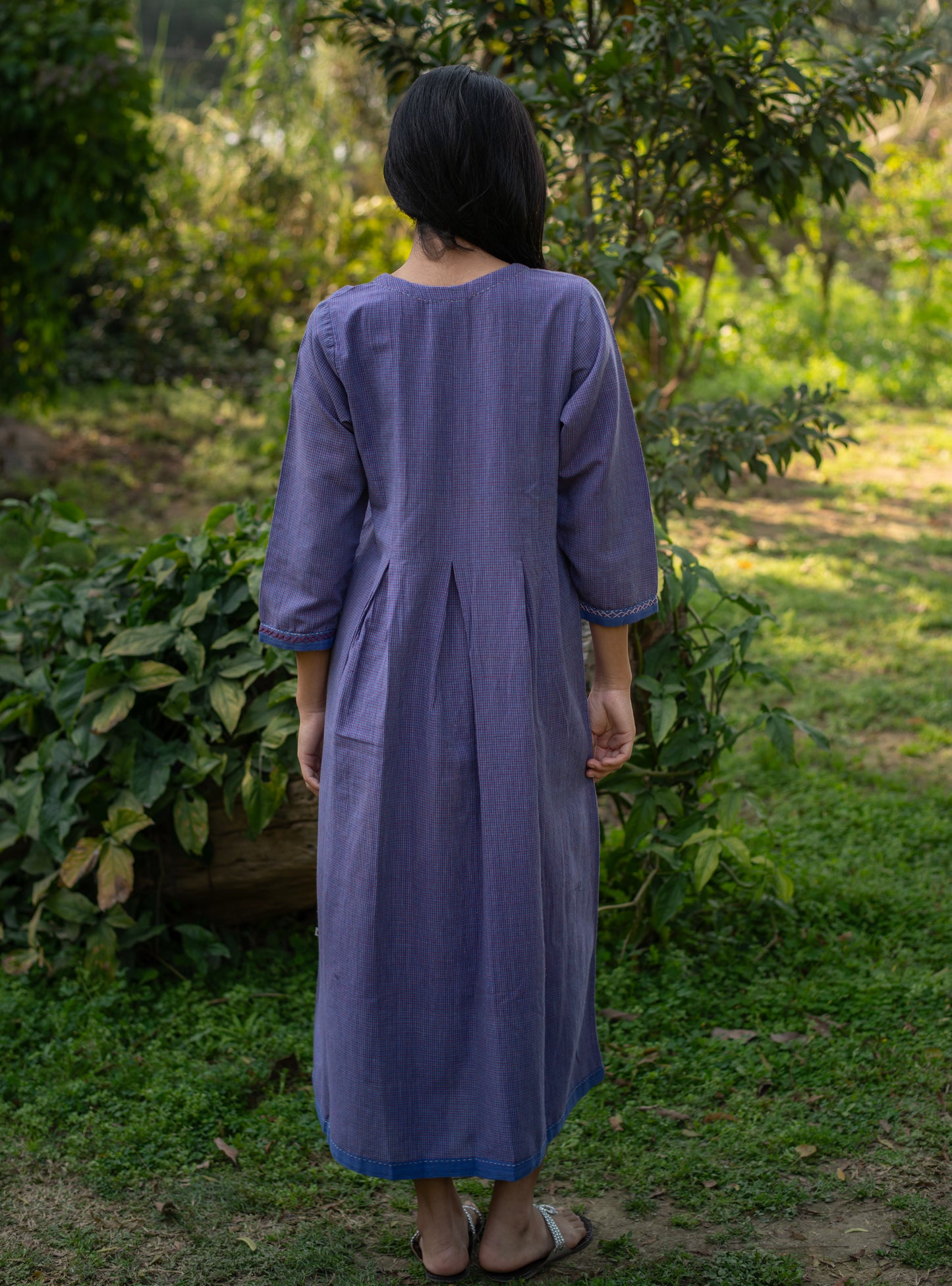 Khirki Dress : Blue Handloom Assorted