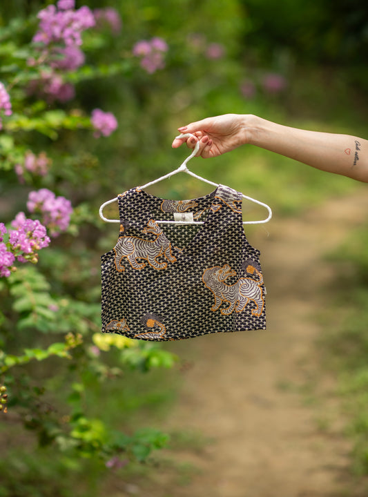 Kids Angel Top : Tiger Black Voile