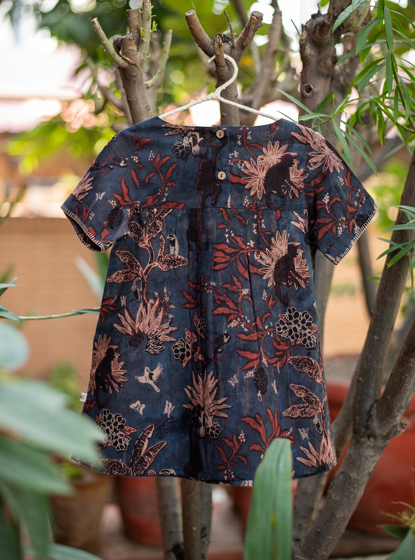 Kids Claire Dress : Ajrakh Ubud Indigo Voile