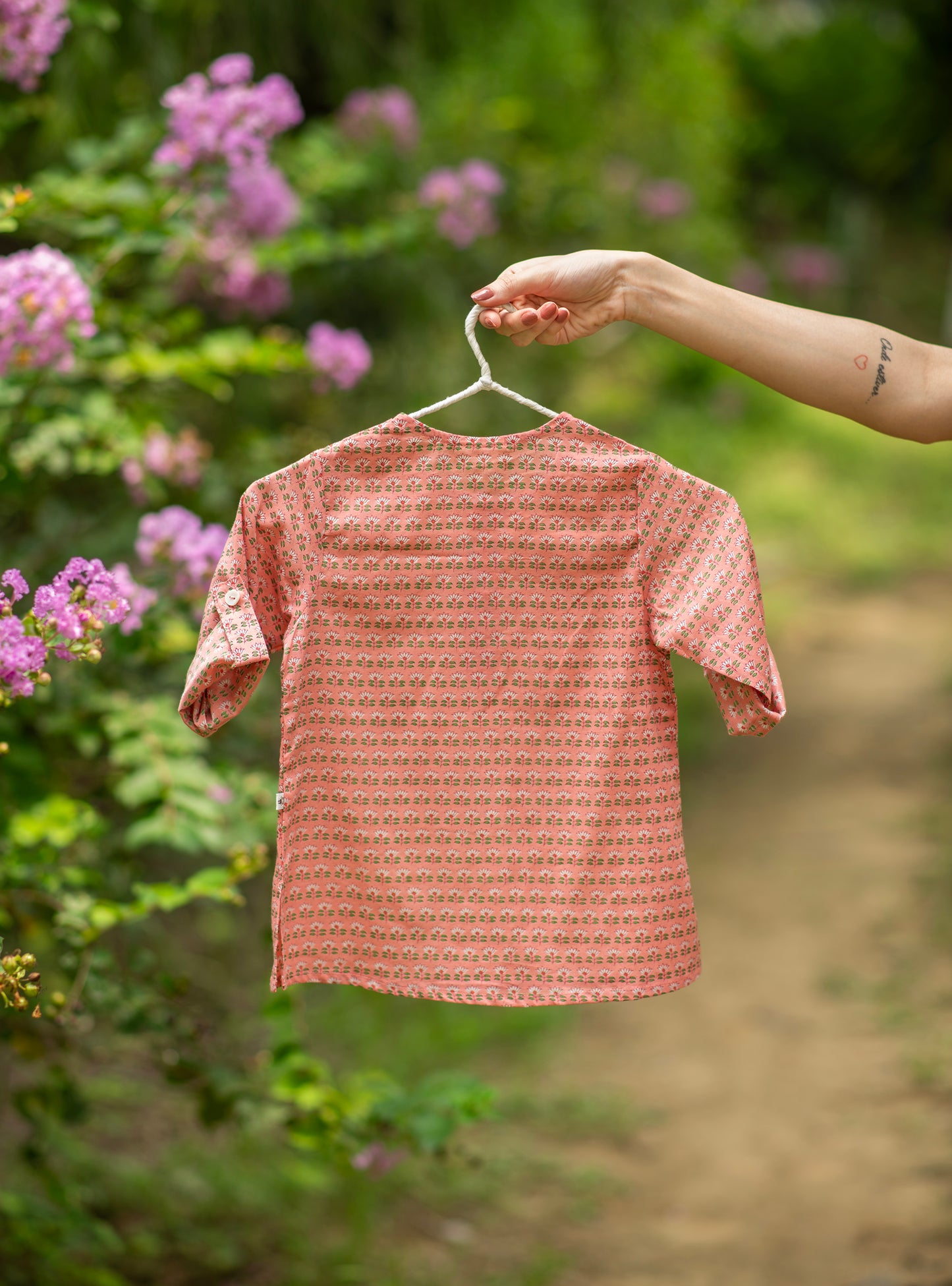 Kids Classic Kurta : Kamal Booti Blush Voile