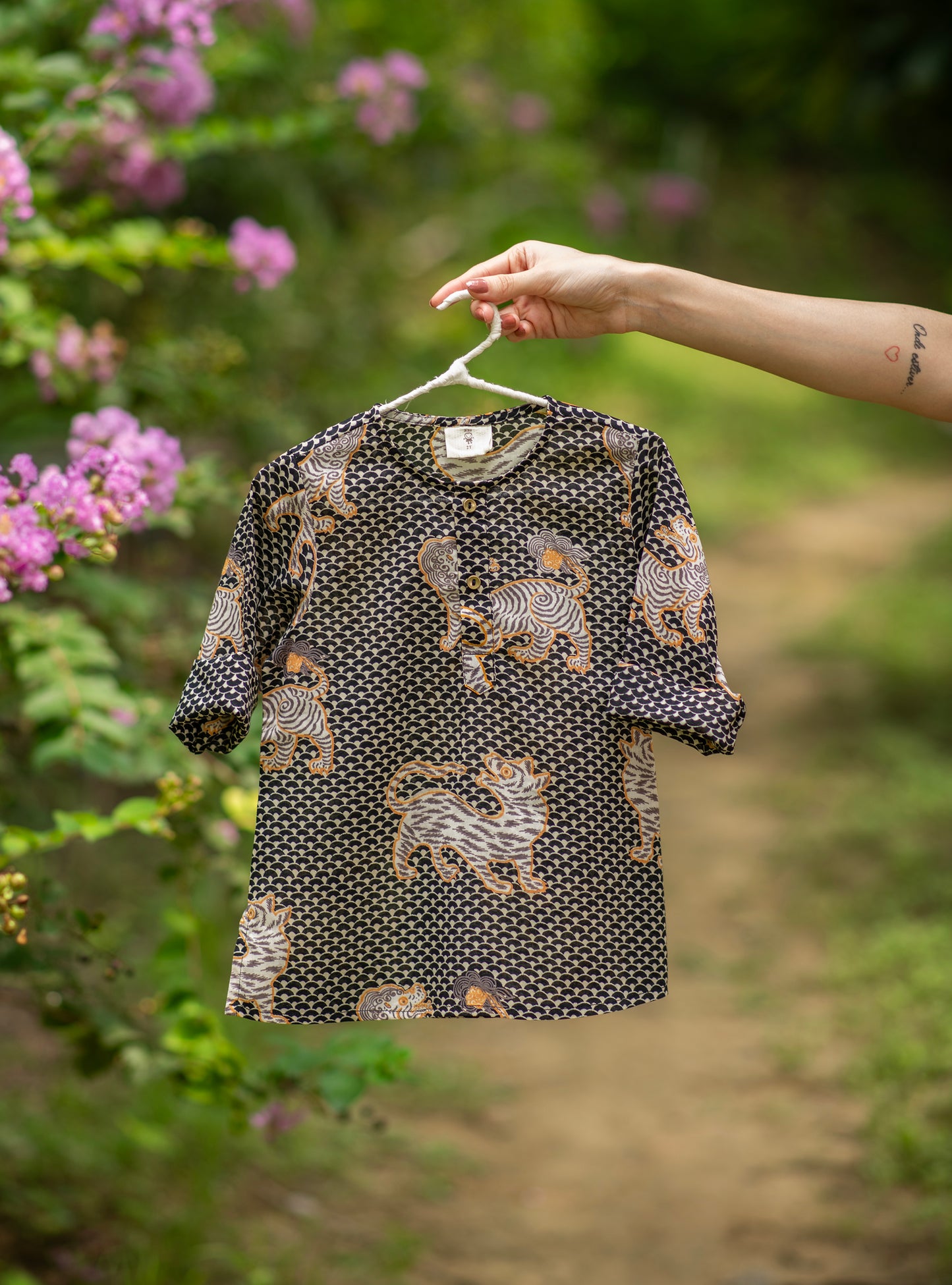 Kids Classic Kurta : Tiger Black Voile