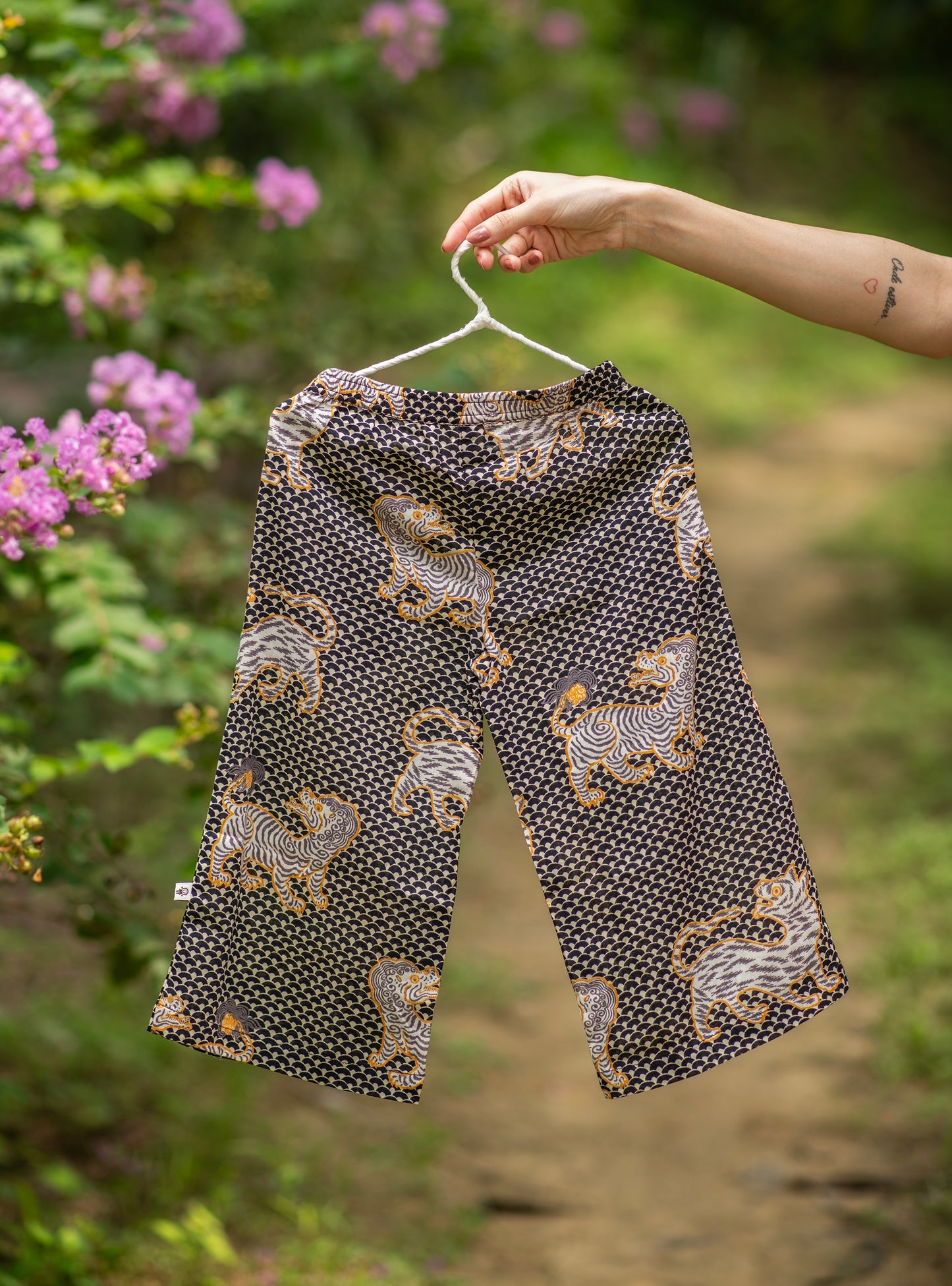 Kids Flouncy Pant : Tiger Black Voile
