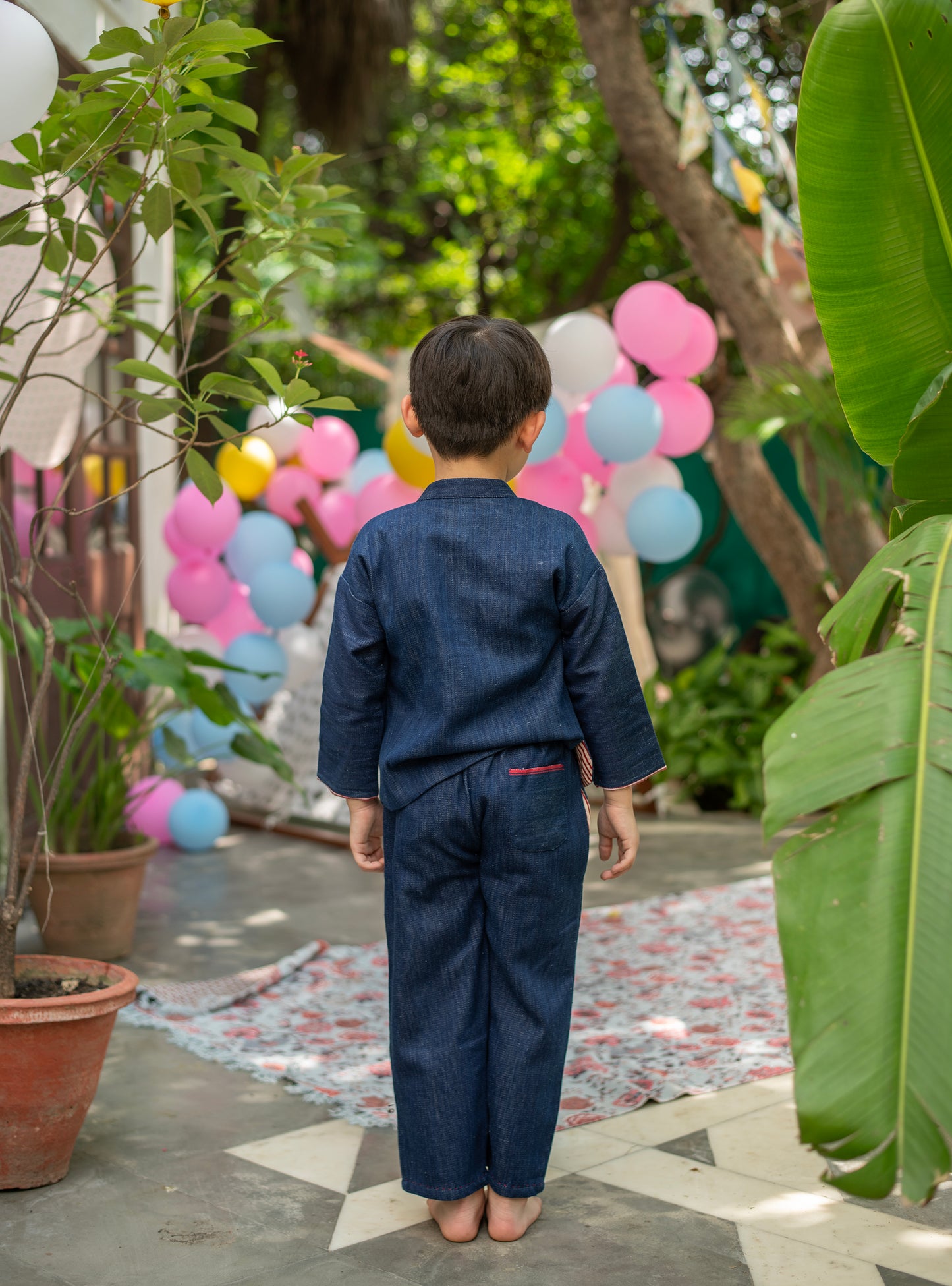 Kids Jacket Rev Handwoven : Veg Dyed Navy Denim