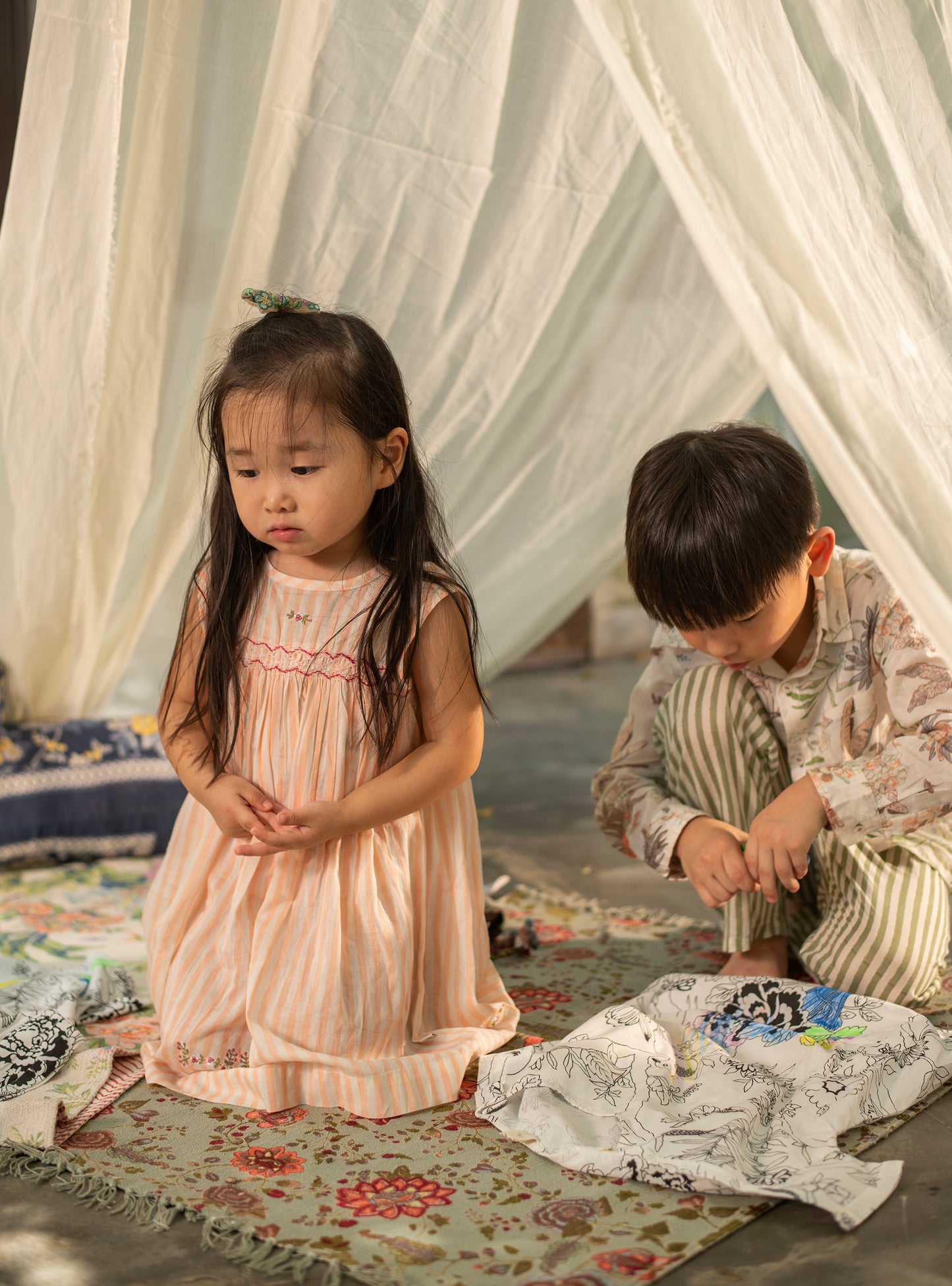 Kids Smock Dress : Lemur Blush Voile