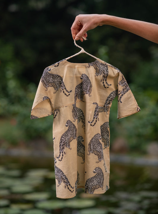 Kids Tea Time : Dress Leopard Beige Voile
