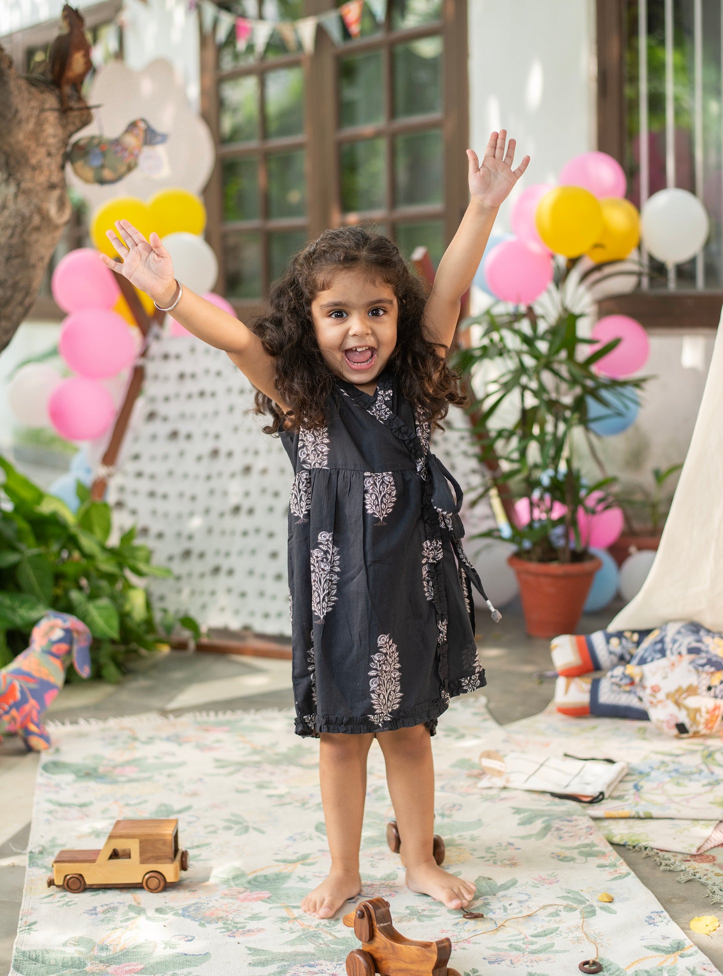 Kids Wrap Around Dress : Rosa Buti Black Voile