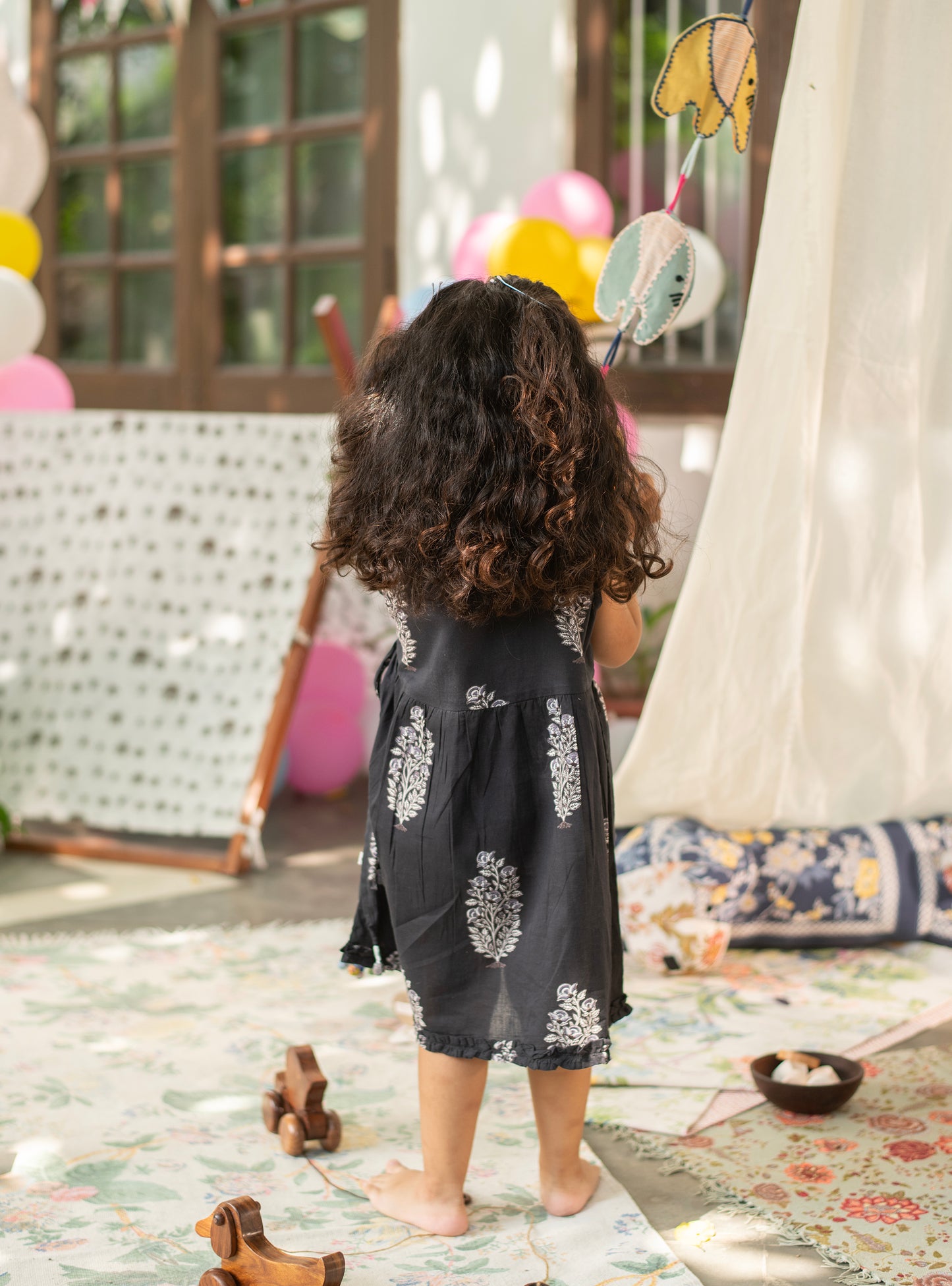 Kids Wrap Around Dress : Rosa Buti Black Voile