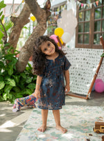 Kids Claire Dress : Ajrakh Ubud Indigo Voile