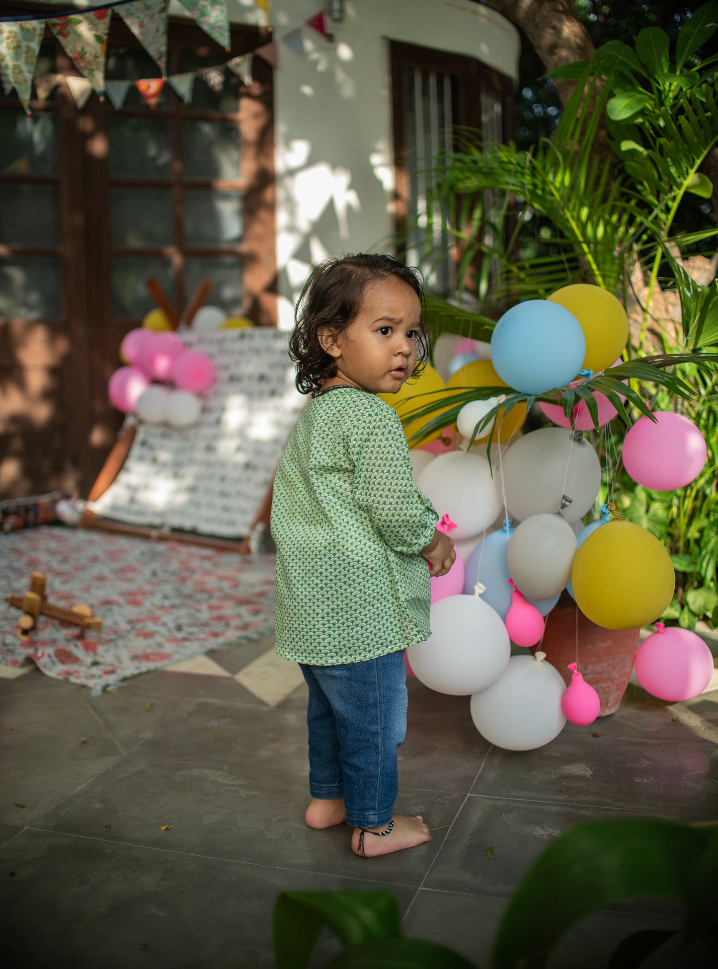 Kids Classic Kurta : Scales Green Voile