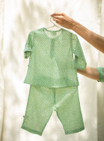 Angad Pajama : Scales  Green  Voile