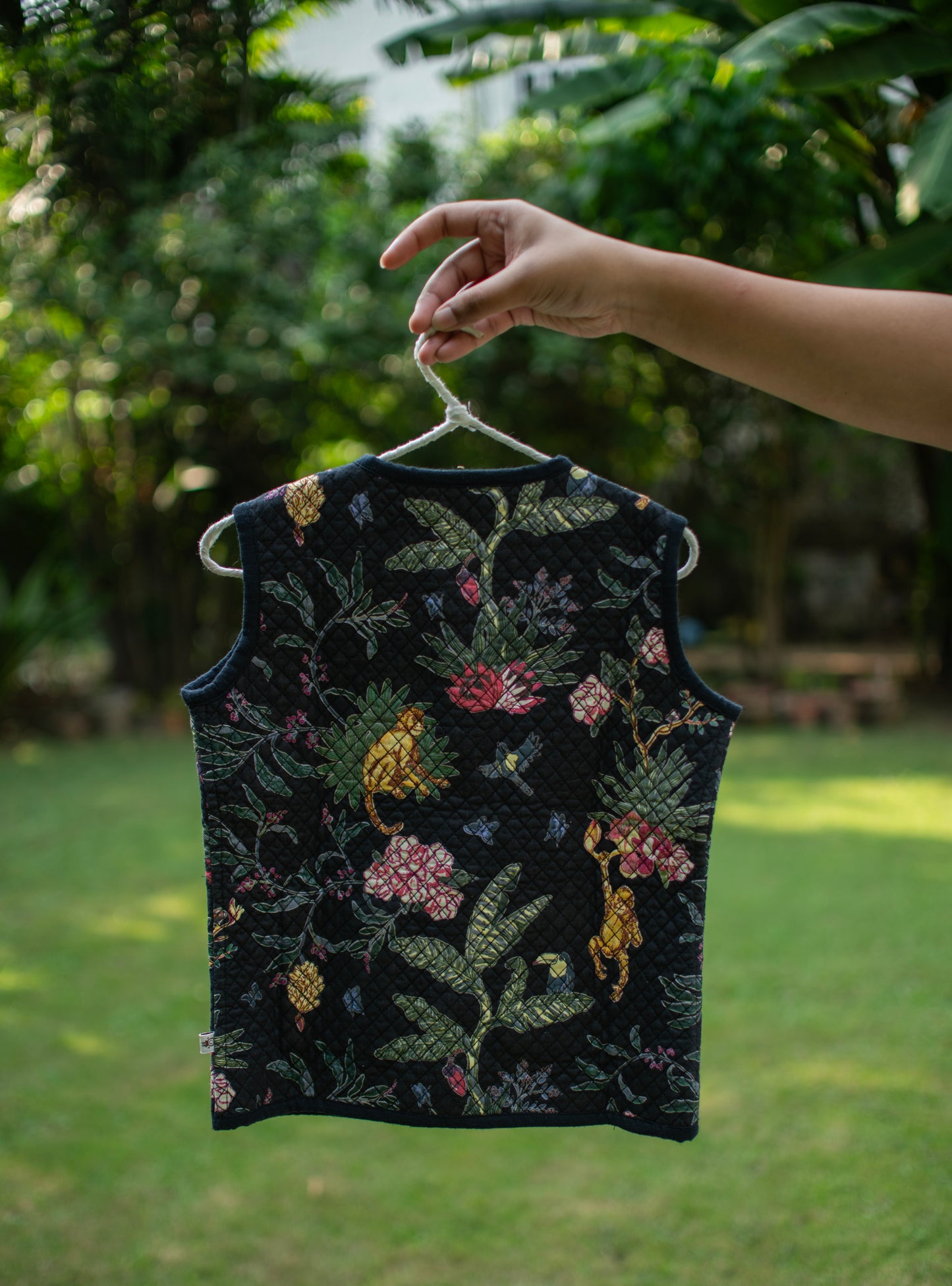 Kids Quilted Vest Rev : Ubud Black Voile