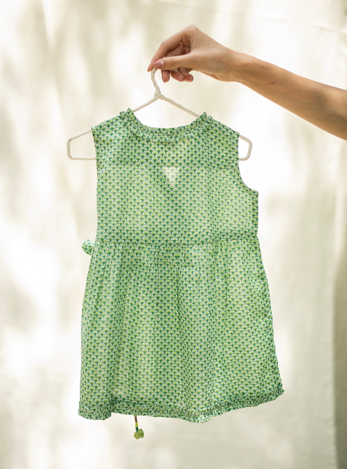 Kids Wrap Around Dress : Scales Green Voile