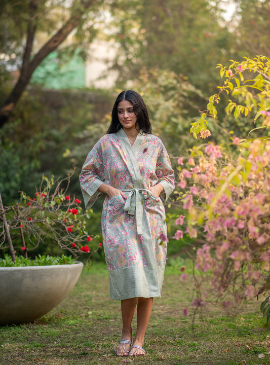 Joy Kimono : Palm Pink One Size Voile