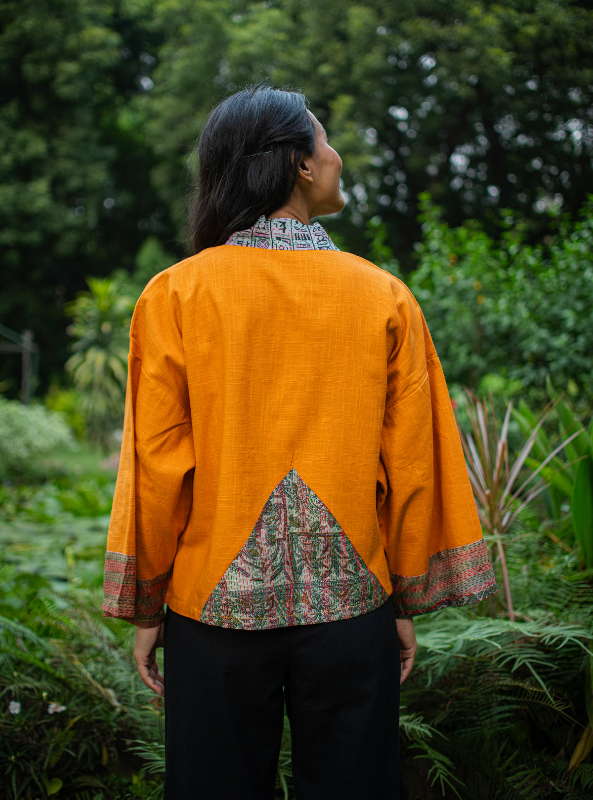 Kimono Shrug : Mustard Textured+Gudri Silk