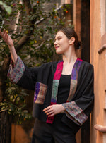Kimono Shrug : Black Slub Silk