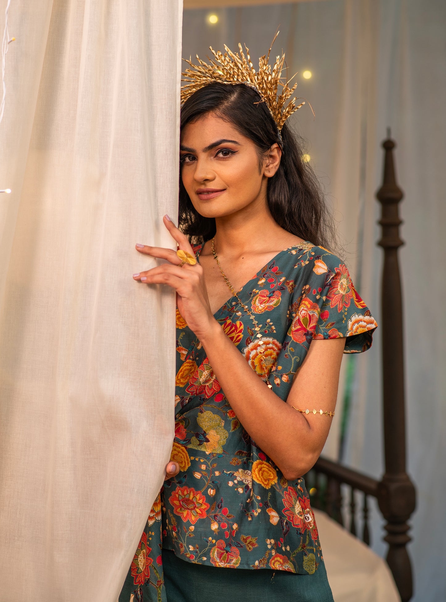 Knot Top : Malabar Emerald Chanderi