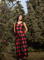 Back Tie Top : Tie & Dye Circle Red Chanderi