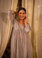 Kovalam Dress : Hand Applique Grey Chanderi