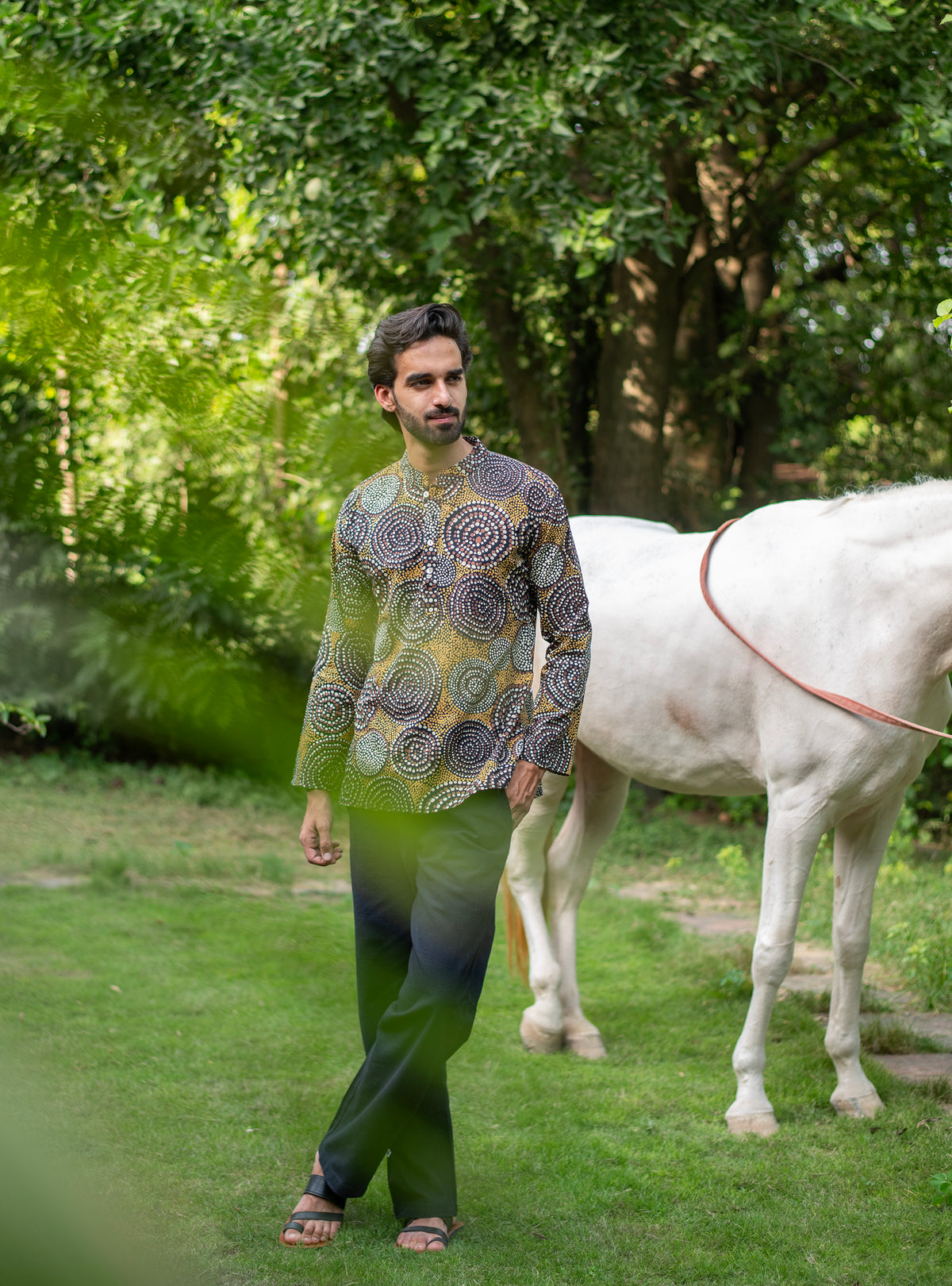 Mens Kurti : B Dots Black