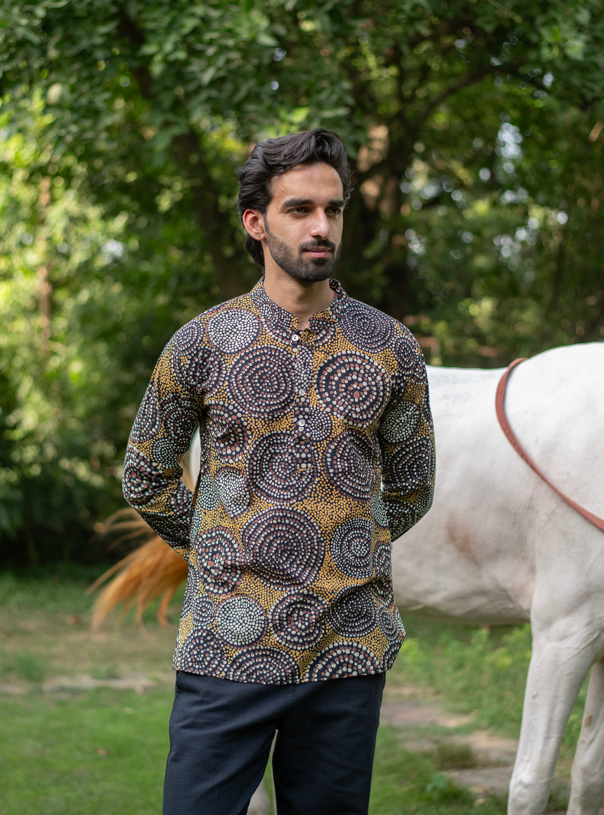 Mens Kurti : B Dots Black