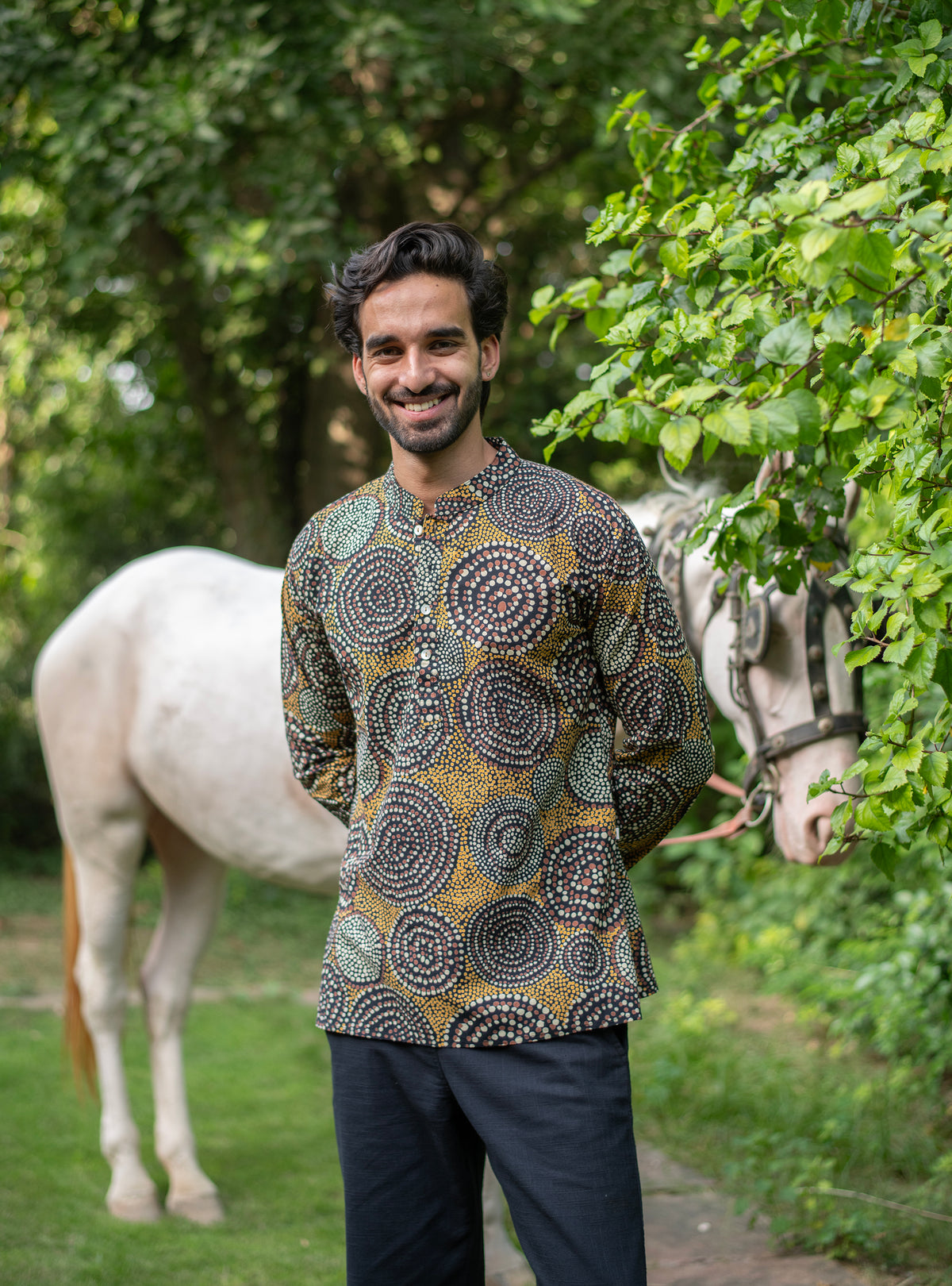 Mens Kurti : B Dots Black