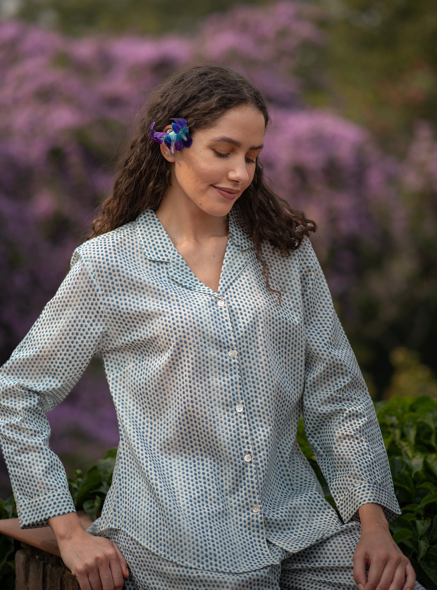 Vanessa PJ Set : Laurel Dotty Blue Voile