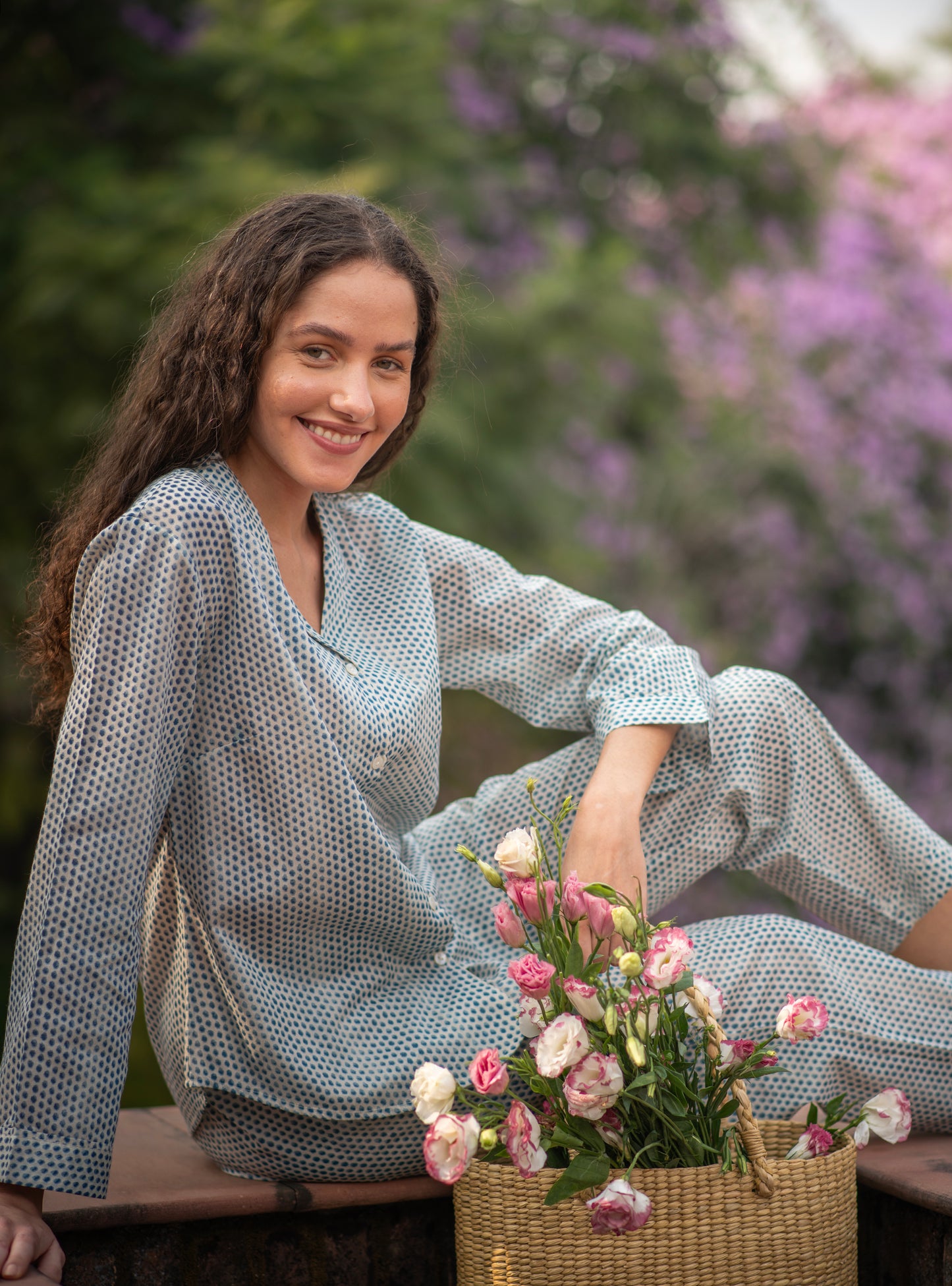 Vanessa PJ Set : Laurel Dotty Blue Voile