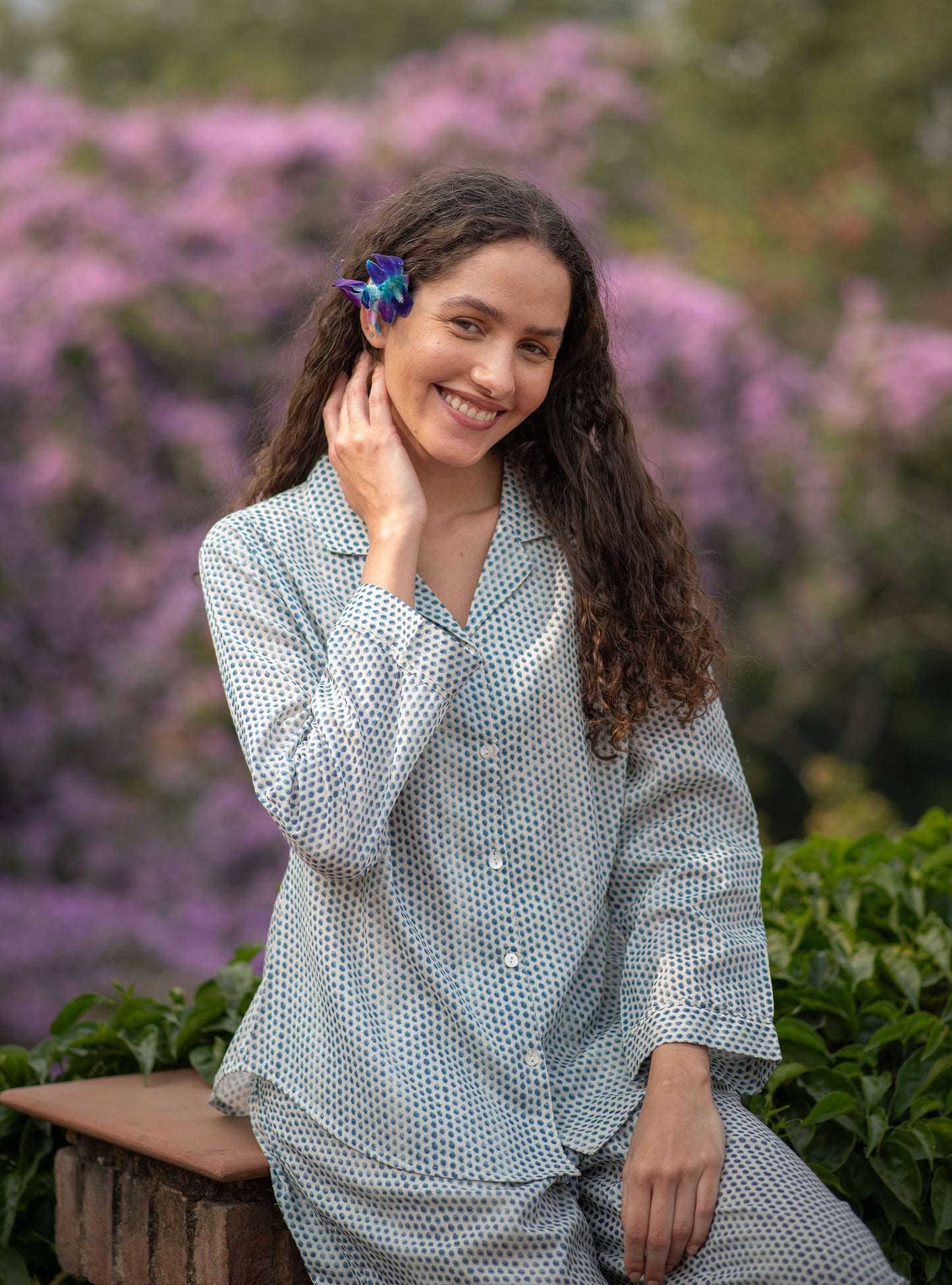 Vanessa PJ Set : Laurel Dotty Blue Voile