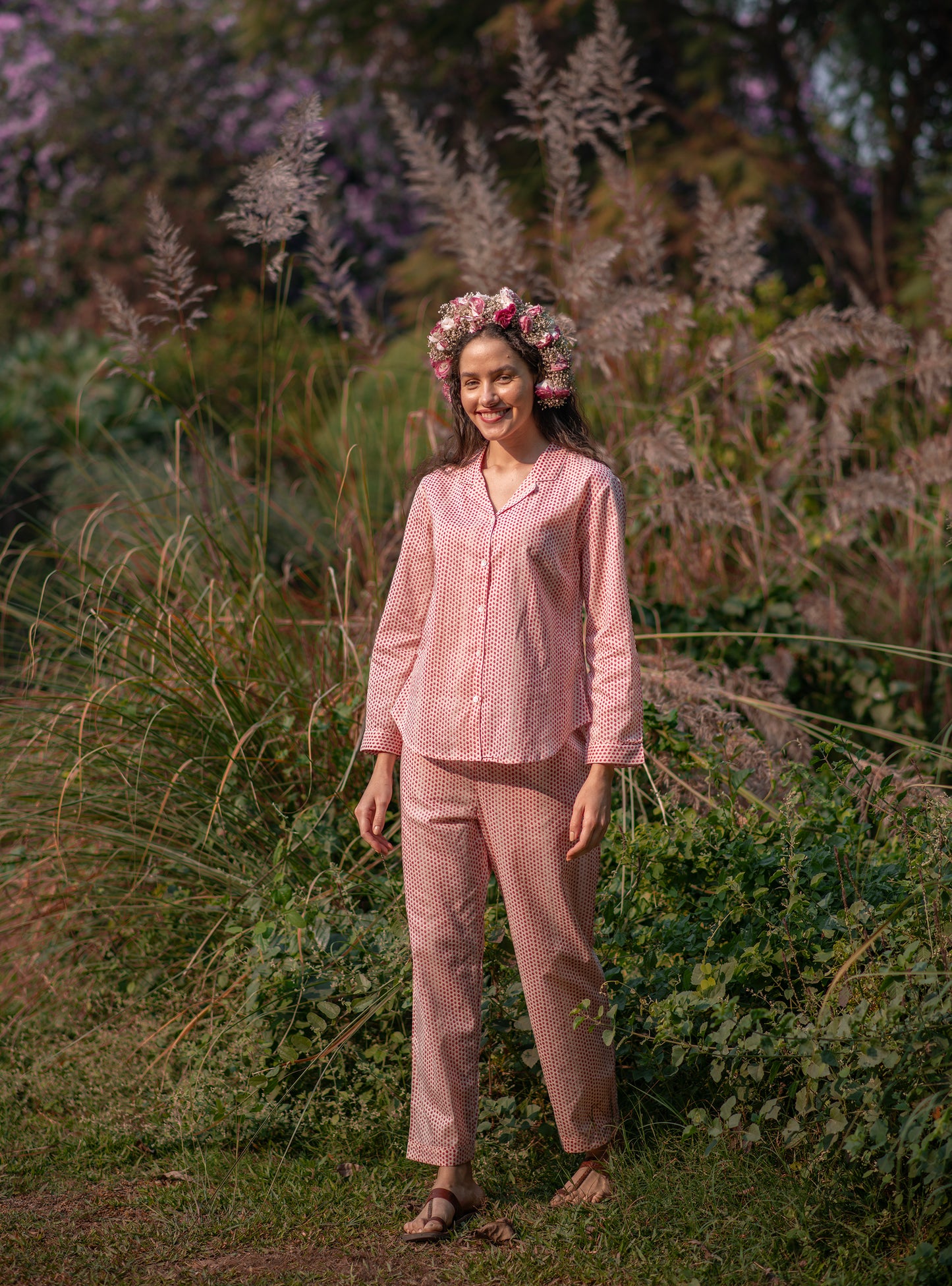 Vanessa PJ Set : Laurel Dotty Pink Voile