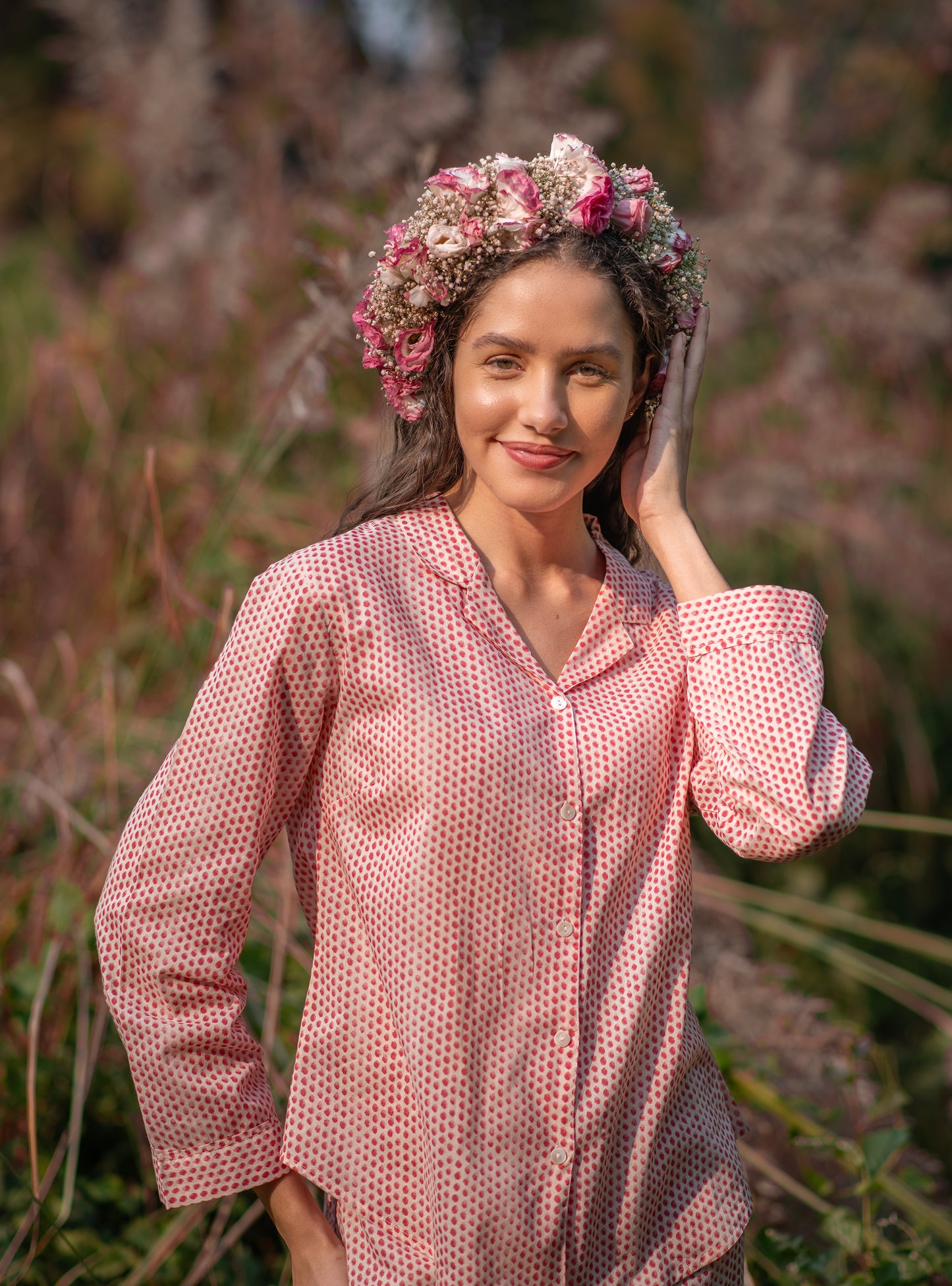 Vanessa PJ Set : Laurel Dotty Pink Voile